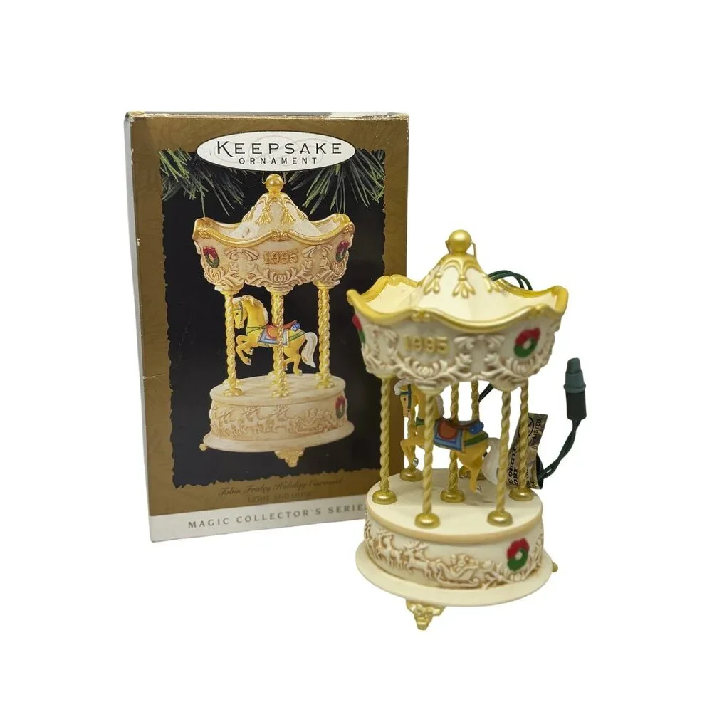 VTG Hallmark Keepsake 1995 Tobin Frale Holiday Carousel Lights Music Ornament 5